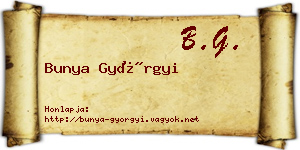 Bunya Györgyi névjegykártya